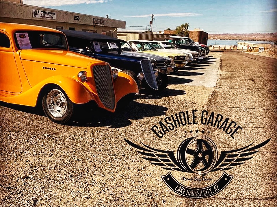 The GasHole Garage Hot Rod Store in Lake Havasu City is the Original "GasHole Garage" and a Premier Hot Rod Dealer. They have a large  facility that is chock full of Hot Rods, Muscle Cars & Trucks and Original Classic Cars. They're  offering you everything from Sales & Consignments to Repairs & Service and Complete Restorations. Everything Hot Rod.